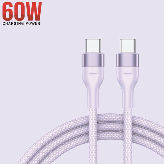 Cable for USB-C Devices, 60W, Braided, 3 Ft | U-107 (Purple)