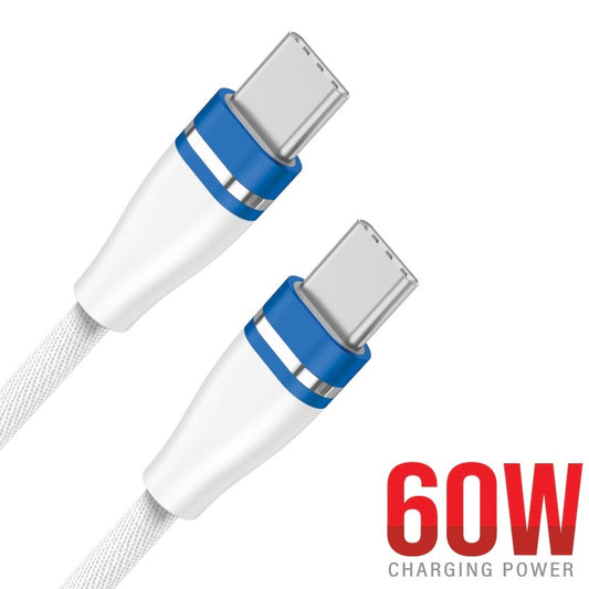 60W, USB-C to USB-C Cable | 3 Feet | White | U-49
